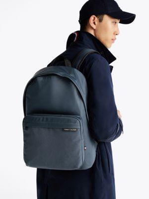 blau kuppelförmiger logo-rucksack für herren - tommy hilfiger