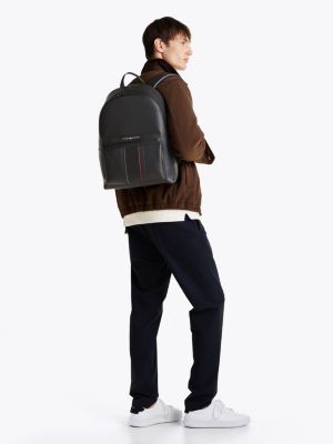 black metal logo dome backpack for men tommy hilfiger