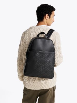 black th monogram backpack for men tommy hilfiger