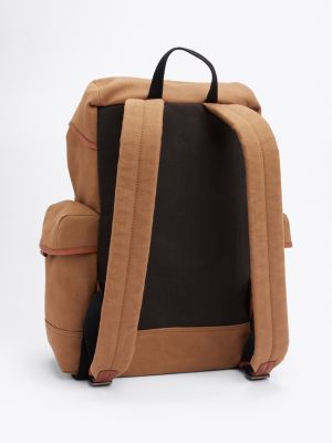 brown casual canvas backpack for men tommy hilfiger