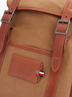 brown casual canvas backpack for men tommy hilfiger