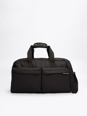 black logo duffel bag for men tommy hilfiger