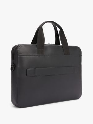 borsa per laptop con logo in metallo nero da uomini tommy hilfiger