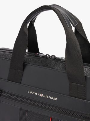 black metal logo laptop bag for men tommy hilfiger