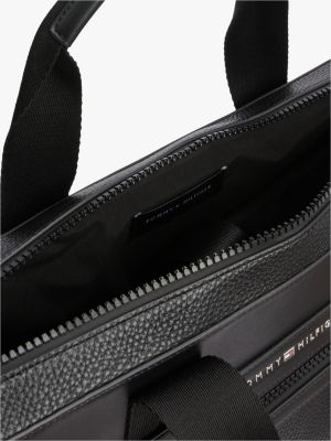 borsa per laptop con logo in metallo nero da uomini tommy hilfiger