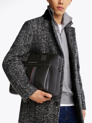 sacoche pour ordinateur portable à logo noir pour hommes tommy hilfiger