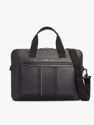 black metal logo laptop bag for men tommy hilfiger