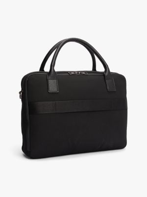 sacoche pour ordinateur à étiquette de bagage noir pour hommes tommy hilfiger