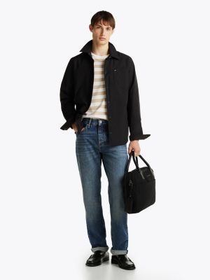 sacoche pour ordinateur à étiquette de bagage noir pour hommes tommy hilfiger