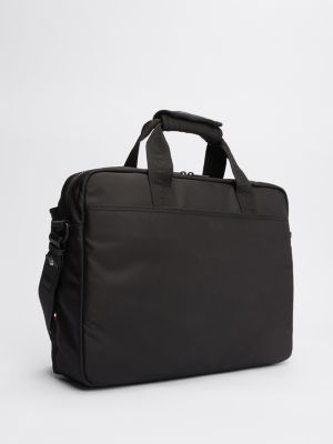 borsa per laptop con logo gommato nero da uomini tommy hilfiger