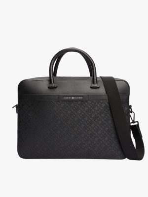 black th monogram laptop bag for men tommy hilfiger