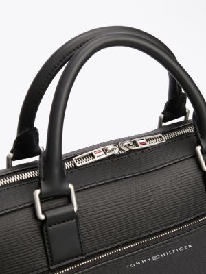 sacoche pour ordinateur th business en cuir noir pour hommes tommy hilfiger