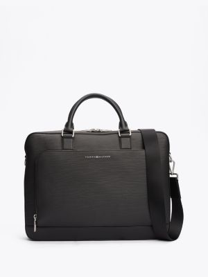 schwarz th business laptop-tasche aus leder für herren - tommy hilfiger