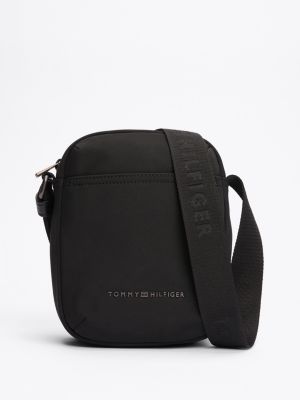 borsa reporter con logo in metallo black da uomini tommy hilfiger