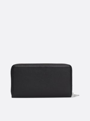 black premium leather zip-around wallet for men tommy hilfiger