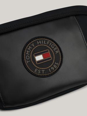 marsupio con mix di texture e logo nero da uomini tommy hilfiger