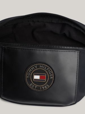 marsupio con mix di texture e logo nero da uomini tommy hilfiger