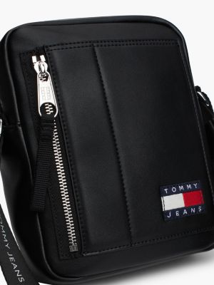 borsa reporter con distintivo e tracolla nero da uomini tommy jeans