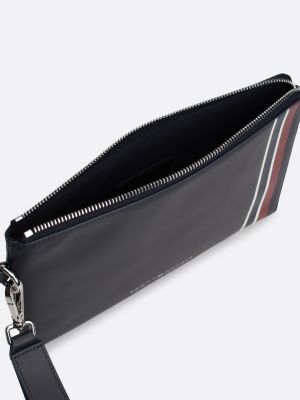 pochette corporate porta documenti in pelle blu da uomini tommy hilfiger