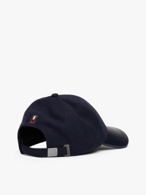 cappello da baseball corporate in misto lana blu da uomini tommy hilfiger