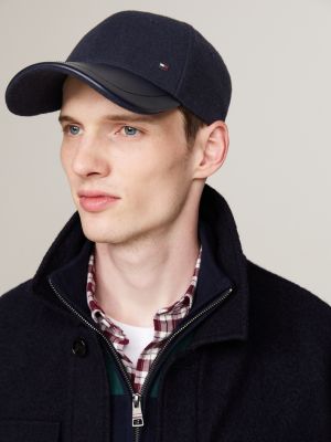 cappello da baseball corporate in misto lana blu da uomini tommy hilfiger