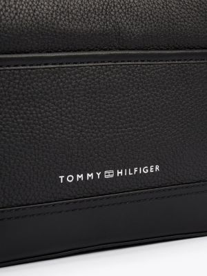 black premium leather camera bag for men tommy hilfiger