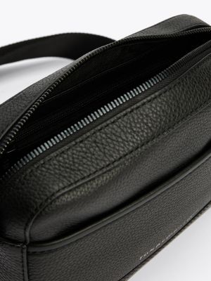 black premium leather camera bag for men tommy hilfiger