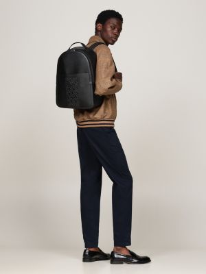 TH Monogram Pebble Grain Backpack Black Tommy Hilfiger