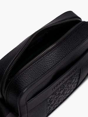 borsa reporter zigrinata con monogrammi th nero da uomini tommy hilfiger