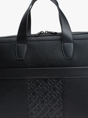 borsa per laptop con monogrammi th nero da uomini tommy hilfiger