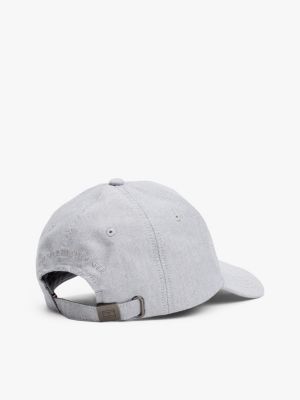 grau 6-panel-baseball-cap für herren - tommy hilfiger