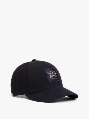 blue th crest patch baseball cap for men tommy hilfiger