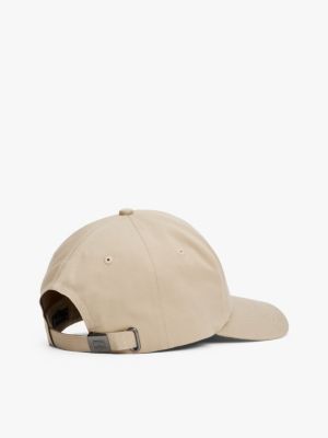 beige six-panel baseball cap for men tommy hilfiger