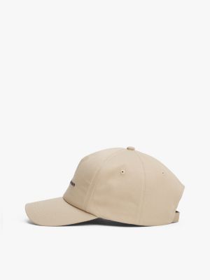 cappello da baseball con bandierina ricamata beige da uomini tommy hilfiger