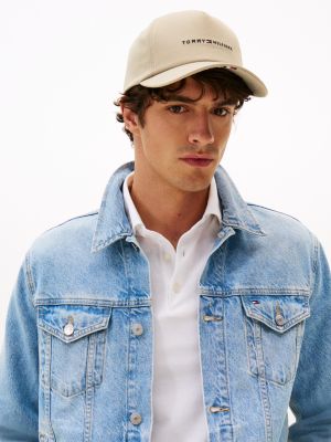 beige six-panel baseball cap for men tommy hilfiger