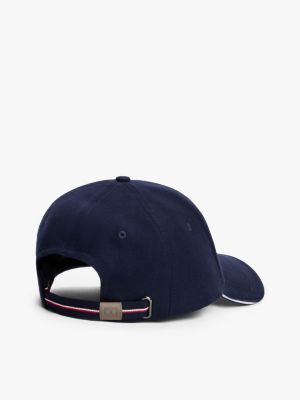 blau 6-panel-baseball-cap aus flanell für herren - tommy hilfiger