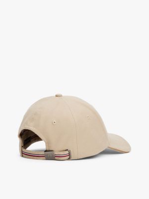 beige flannel six-panel baseball cap for men tommy hilfiger