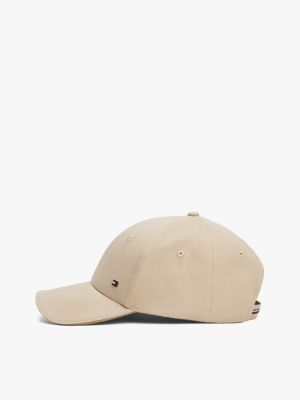 beige 6-panel-baseball-cap aus flanell für herren - tommy hilfiger