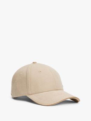 beige flannel six-panel baseball cap for men tommy hilfiger