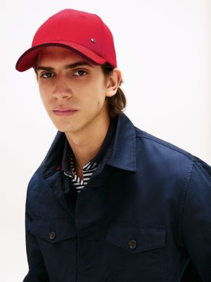 casquette à six panneaux en flanelle rouge pour hommes tommy hilfiger