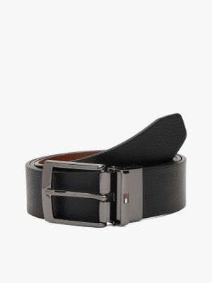 brown reversible square buckle leather belt for men tommy hilfiger