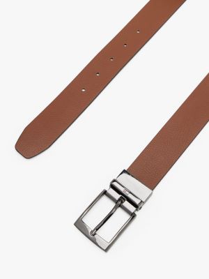 brown reversible square buckle leather belt for men tommy hilfiger