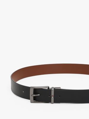 brown reversible square buckle leather belt for men tommy hilfiger