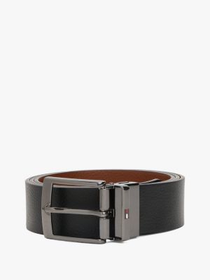 brown reversible square buckle leather belt for men tommy hilfiger