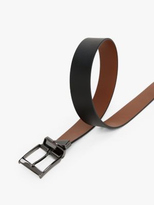 brown reversible square buckle leather belt for men tommy hilfiger