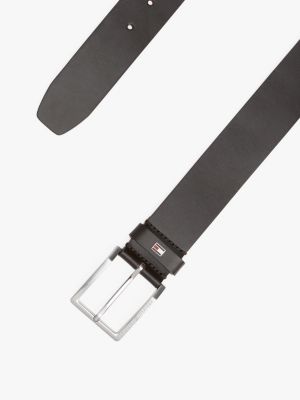 ceinture en cuir à drapeau en émail marron pour hommes tommy hilfiger