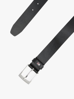 ceinture en cuir à drapeau en émail noir pour hommes tommy hilfiger