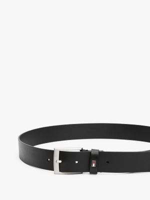 zwart leren riem met geëmailleerde vlag voor heren - tommy hilfiger