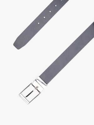 ceinture réversible en cuir à drapeau en émail gris pour hommes tommy hilfiger