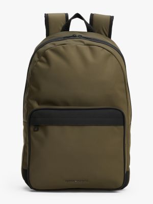 khaki metal logo double zip backpack for men tommy hilfiger